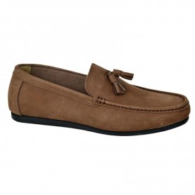 Mocassin Homme Marron en Cuir Velours avec Pampilles - Élégance - MOC635