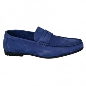 Mocassin Homme en Cuir Velours Bleu Marine - Élégance - MOC638