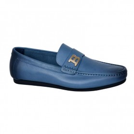 Mocassin Homme Bleu avec Détail Métallique - Élégance Moderne - MOC640