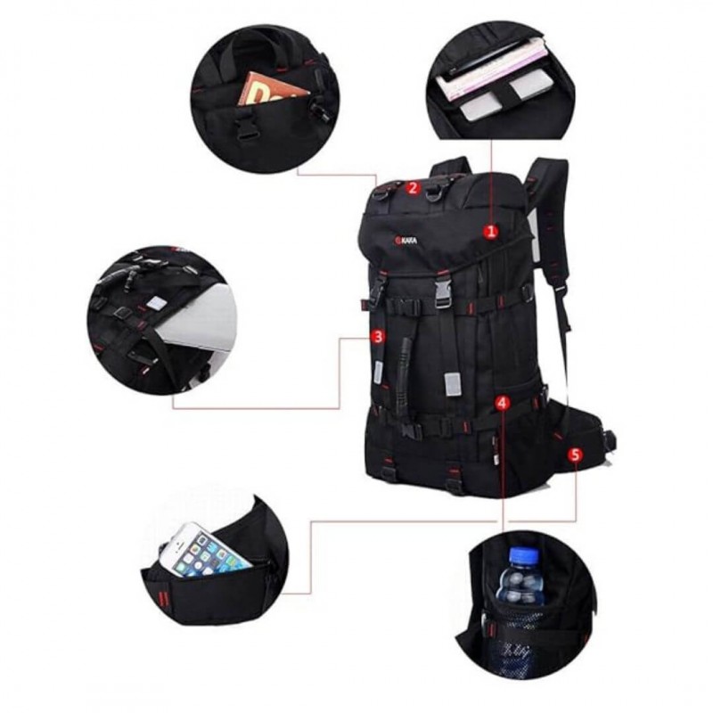 Sac à Dos Grande Capacité Noir - Nylon, Imperméable, Nombreuses Poches, Taille Réglable, Neuf Avec étiquettes, Unisexe !