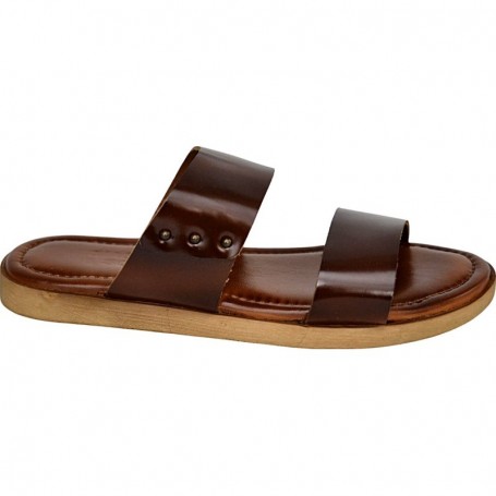 Sandale en cuir marron pour homme - Confort et élégance - SDL2833