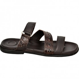 Sandale en cuir marron texturé pour homme - Style et confort - SDL2836