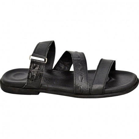 Sandale en cuir noir pour homme - Style et confort - SDL2838