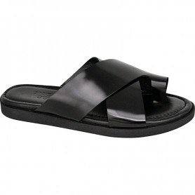 Sandale en cuir noir croisé pour homme - Élégance et confort - SDL2841