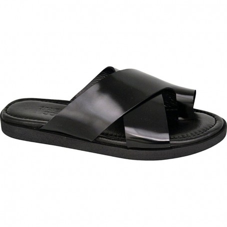 Sandale en cuir noir croisé pour homme - Élégance et confort - SDL2841