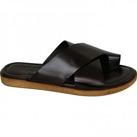 Sandale en cuir noir croisé pour homme - Élégance et confort - SDL2849