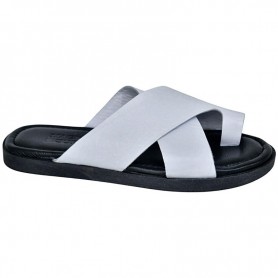 Sandale en cuir blanc croisé homme - Confort et modernité - SDL2850