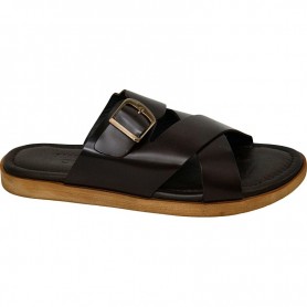 Sandale en cuir noir avec boucle - homme - Élégance et style - SDL2851