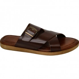 Sandale en cuir marron avec boucle - Élégance et confort - SDL2852