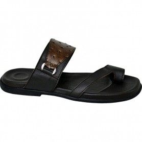 Sandale en cuir noir et marron texturé - Style et confort - SDL2853