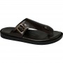 Sandale cuir marron - boucle - entre-doigt - Élégance - confort - SDL2856