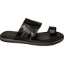 Sandale en cuir noir brillant pour homme - Confort et élégance - SDL2863