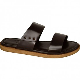 Sandale en cuir marron avec brides rivetées - Style et confort - SDL2864