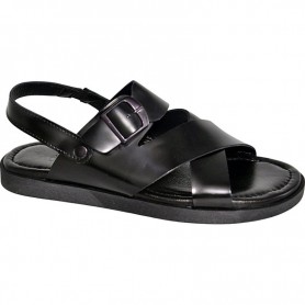 Sandales noires en cuir pour homme - Élégance et confort - SDL2871