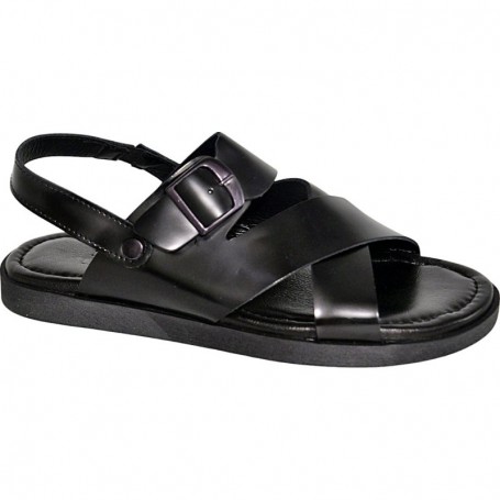 Sandales noires en cuir pour homme - Élégance et confort - SDL2871