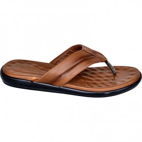 Sandales tongs en cuir marron pour homme - Confort et style - SDL2882