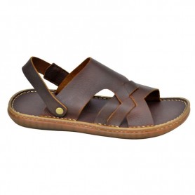 Sandales en Cuir Marron avec Bride Réglable pour Homme - SDL2908