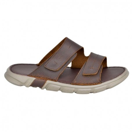 Sandales Homme Marron à Velcro en Cuir à Dakar - SDL2913
