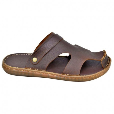 Sandales Homme Marron Foncé Cuir Semi-ouvertes - SDL2942