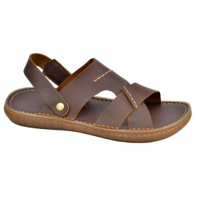 Sandales Homme Marron Brides Croisées avec Scratch - SDL2943