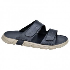 Sandales Homme Noires Cuir Double Brides Réglables - SDL2949