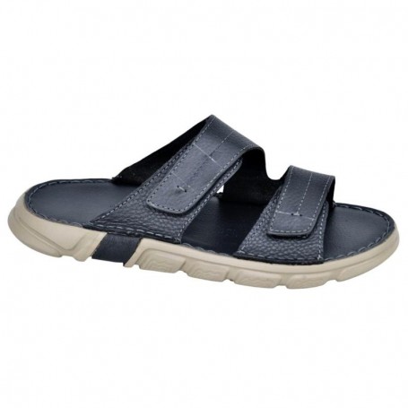 Sandales Homme Noires Cuir Double Brides Réglables - SDL2949