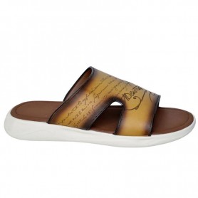 Sandales Homme Marron Clair Motifs Cuir - SDL2950