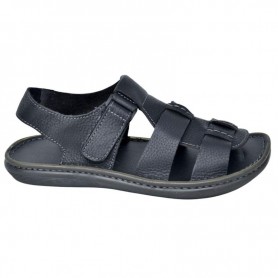 Sandales Semi-Fermées Homme Cuir Noir – Confort et Maintien - SDL2995