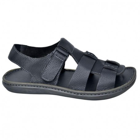 Sandales Semi-Fermées Homme Cuir Noir – Confort et Maintien - SDL2995