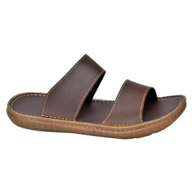 Sandales Cuir Marron Homme Double Bande – Confort - Élégance - SDL3001