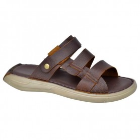 Sandales Cuir Marron Triple Bride - SDL3007