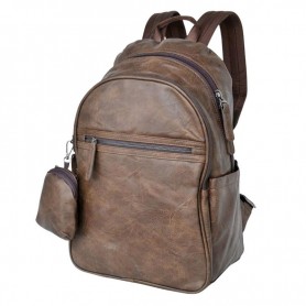 Sac à Dos en Cuir Marron avec Pochette - Style et Praticité - SC2996