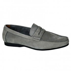 Mocassin homme gris en nubuck – Grande taille 40 à 50 - MOC645