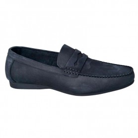 Mocassin homme noir en nubuck – Grande taille 40 à 50 - MOC647