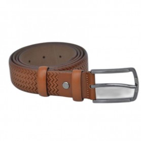 Ceinture Homme Marron Clair Motif Zigzag - CNT154