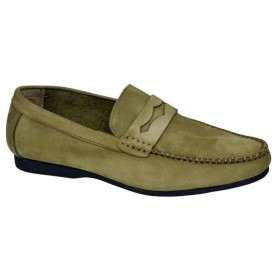 Mocassin Homme Cuir Suédé Vert Olive - MOC654