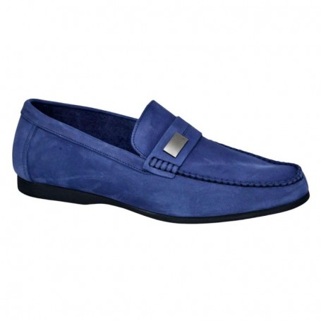 Mocassin Homme Bleu Cuir Suédé - MOC661