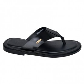 Sandales Tong Homme Noires Logo Doré - SDL3040