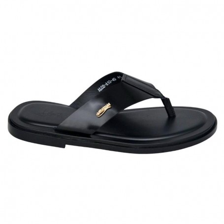 Sandales Tong Homme Noires Logo Doré - SDL3040