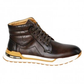 Bottines cuir marron homme à motif - SNK504