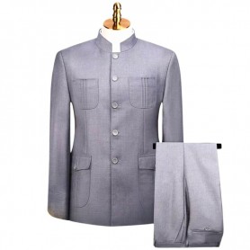 Costume Mao Homme Gris Clair - Élégance - CTM499