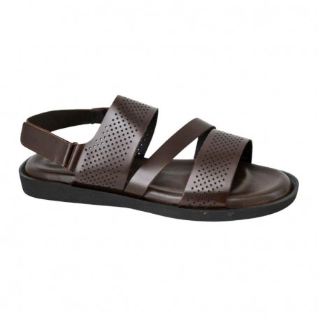 Sandale orthopédique cuir marron à brides – SDL3106