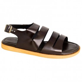 Sandale orthopédique cuir noir à boucle – Stabilité et confort – SDL3111