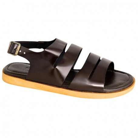 Sandale orthopédique cuir noir à boucle – Stabilité et confort – SDL3111