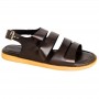 Sandale orthopédique cuir noir à boucle – Stabilité et confort – SDL3111