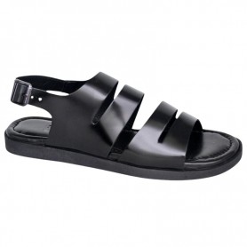 Sandale orthopédique cuir noir triple brides – SDL3112
