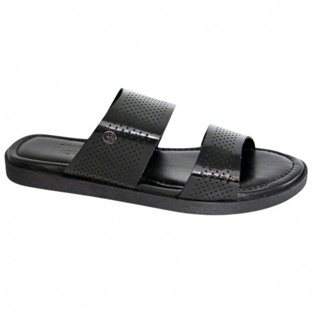 Sandale orthopédique cuir noir perforé – SDL3116