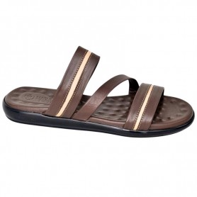 Sandale orthopédique cuir marron et beige – SDL3117