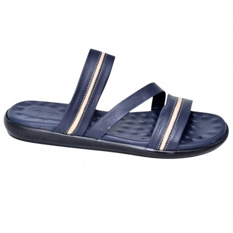 Sandale orthopédique cuir bleu et beige – SDL3119