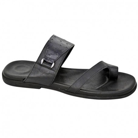 Sandale orthopédique cuir noir texturé – SDL3120
